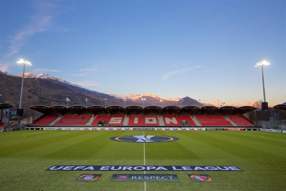 LIVERPOOL, ENGLAND - Thursday, December 10, 2015: A general view of FC Sion's Stade de Tourbillon before the UEFA Europa League Group Stage Group B match against Liverpool. (Pic by David Rawcliffe/Propaganda)