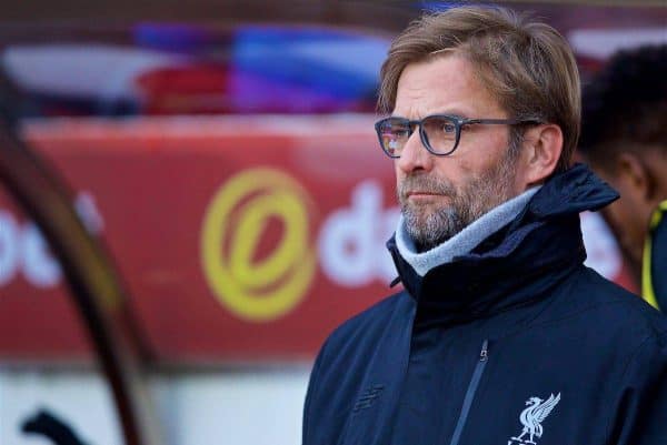 SUNDERLAND, ENGLAND - Monday, January 2, 2017: Liverpool's manager Jürgen Klopp before the FA Premier League match against Sunderland at the Stadium of Light. (Pic by David Rawcliffe/Propaganda)