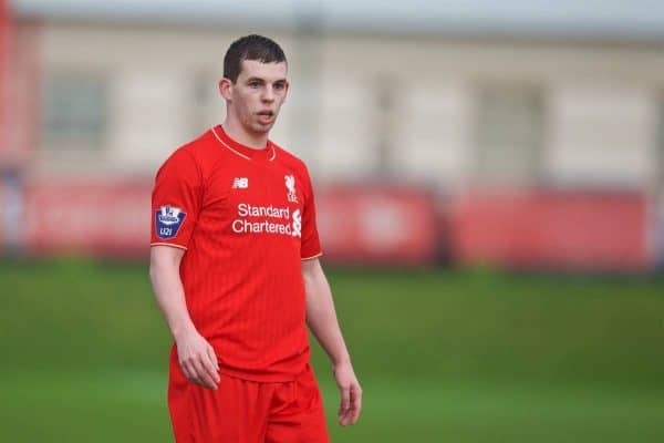 KIRKBY, ENGLAND - Tuesday, January 5, 2016: Liverpool's Jon Flanagan during the Under-21 Friendly match against Morecambe at the Kirkby Academy. (Pic by David Rawcliffe/Propaganda)