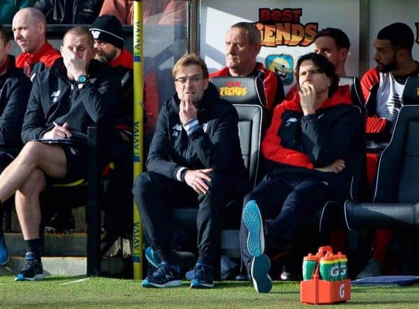 NORWICH, ENGLAND - Friday, January 22, 2016: Liverpool's manager Jürgen Klopp during the Premiership match against Norwich City at Carrow Road. (Pic by David Rawcliffe/Propaganda)