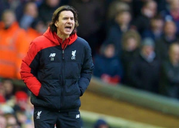 LIVERPOOL, ANGLETERRE - Samedi 6 février 2016 : le directeur adjoint de Liverpool, Zeljko Buvac, lors du match de Premier League contre Sunderland à Anfield.  (Photo de David Rawcliffe/Propagande)