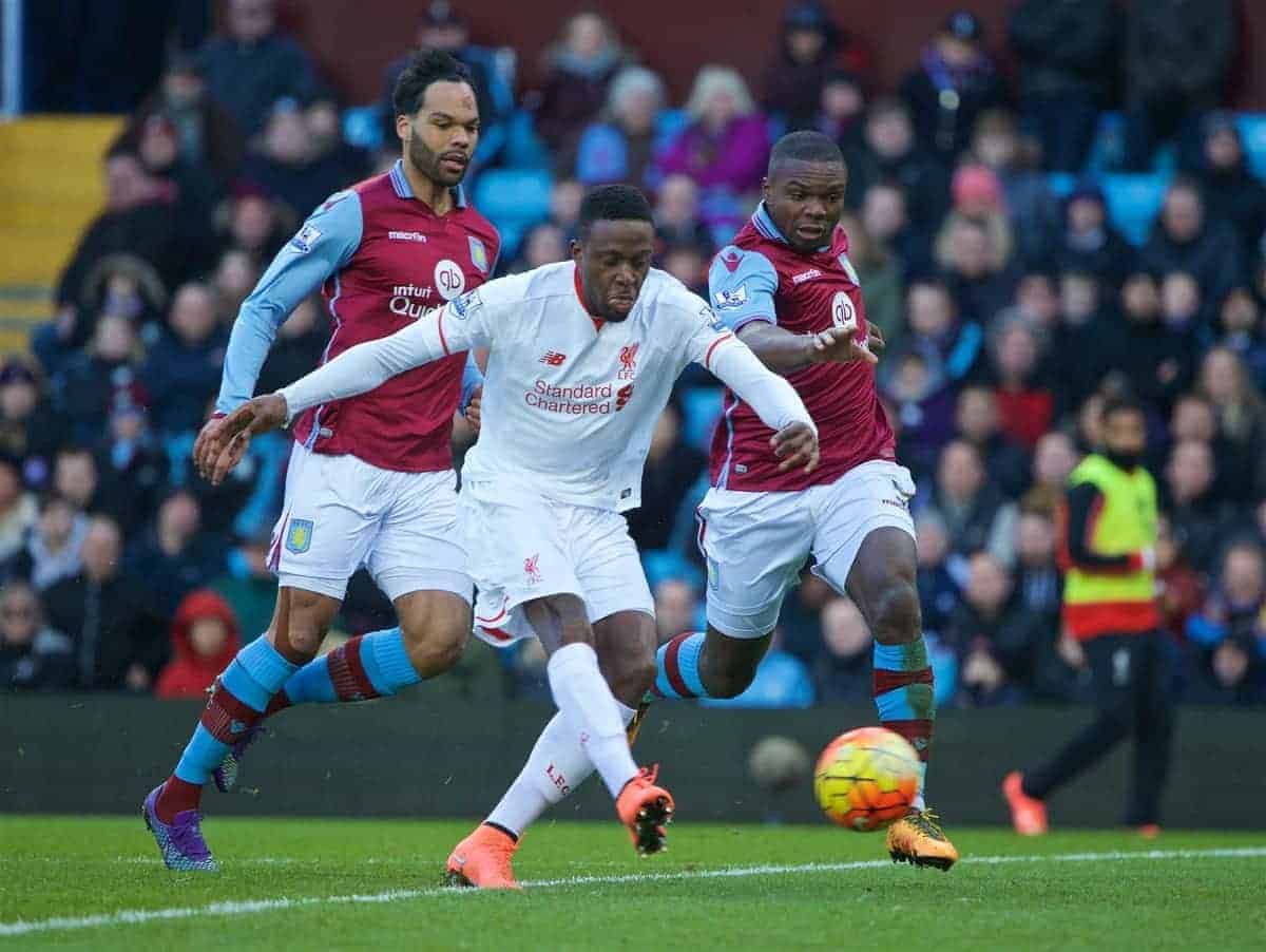 BIRMINGHAM, ENGLAND - Sunday, February 14, 2016: Liverpool's Divock Origi scores the fourth goal against Aston Villa during the Premier League match at Villa Park. (Pic by David Rawcliffe/Propaganda)