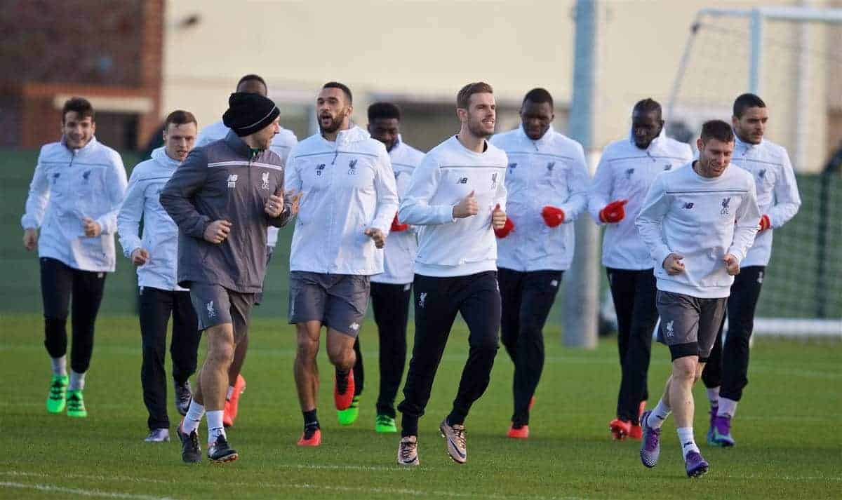 LIVERPOOL, ENGLAND - Wednesday, February 24, 2016: Liverpool's captain Jordan Henderson during a training session ahead of the UEFA Europa League Round of 32 1st Leg match against FC Augsburg. (Pic by David Rawcliffe/Propaganda)