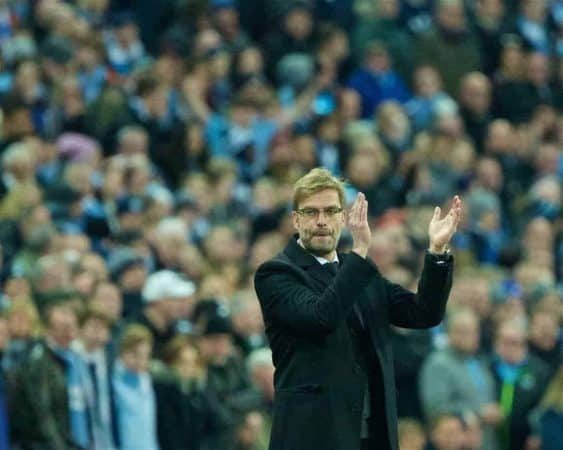 LONDON, ENGLAND - Sunday, February 28, 2016: Liverpool's manager Jürgen Klopp during the Football League Cup Final match against Manchester City at Wembley Stadium. (Pic by David Rawcliffe/Propaganda)