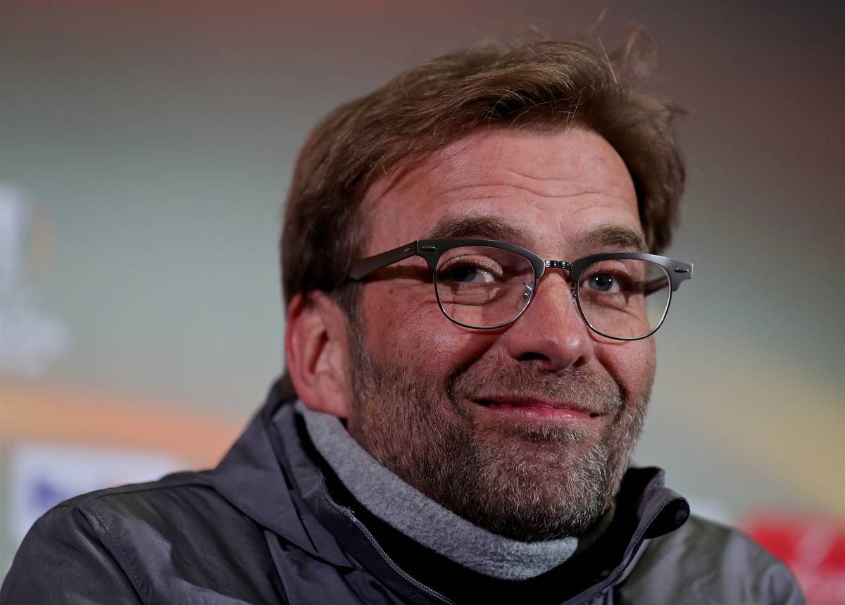 MANCHESTER, ENGLAND - Wednesday, March 16, 2016: Liverpool's manager Jürgen Klopp during a press conference at Old Trafford ahead of the UEFA Europa League Round of 16 2nd Leg match against Manchester United. (Pic by David Rawcliffe/Propaganda)