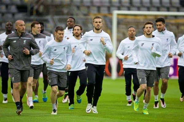 DORTMUND, GERMANY - Wednesday, April 6, 2016: Liverpool's captain Jordan Henderson during a training session at Westfalenstadion ahead of the UEFA Europa League Quarter-Final 1st Leg match against Borussia Dortmund. (Pic by David Rawcliffe/Propaganda)