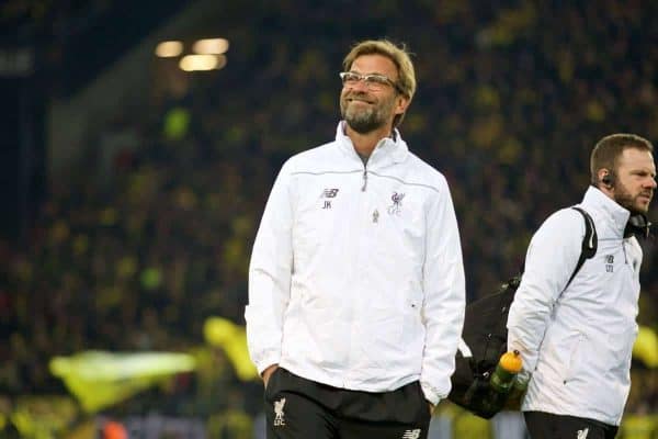 DORTMUND, GERMANY - Thursday, April 7, 2016: Liverpool's manager Jürgen Klopp before the UEFA Europa League Quarter-Final 1st Leg match against Borussia Dortmund at Westfalenstadion. (Pic by David Rawcliffe/Propaganda)