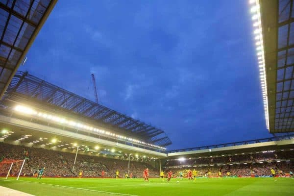 LIVERPOOL, ENGLAND - Thursday, April 14, 2016: Liverpool take on Borussia Dortmund during the UEFA Europa League Quarter-Final 2nd Leg match at Anfield. (Pic by David Rawcliffe/Propaganda)