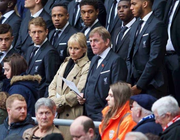 LIVERPOOL, ENGLAND - Friday, April 15, 2016: Liverpool's non-executive director Kenny Dalglish and wife Marina during the 27th Anniversary Hillsborough Service at Anfield. (Pic by David Rawcliffe/Propaganda)