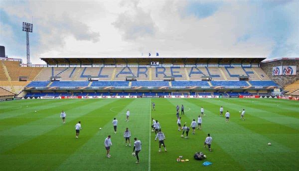 VILLRREAL, SPAIN - Wednesday, April 27, 2016: Liverpool players during a training session ahead of the UEFA Europa League Semi-Final 1st Leg match against Villarreal CF at Estadio El Madrigal. (Pic by David Rawcliffe/Propaganda)