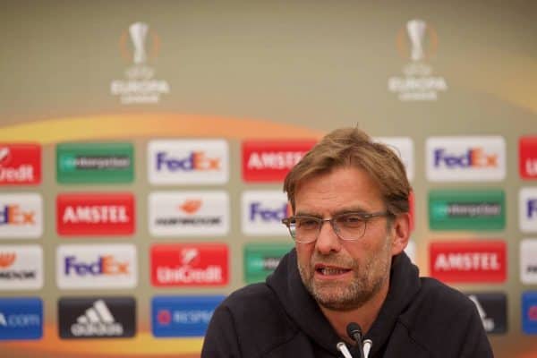 LIVERPOOL, ENGLAND - Wednesday, May 4, 2016: Liverpool's manager Jürgen Klopp during a press conference at Melwood Training Ground ahead of the UEFA Europa League Semi-Final 2nd Leg match against Villarreal CF. (Pic by David Rawcliffe/Propaganda)