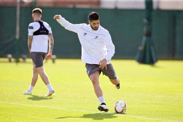 LIVERPOOL, ENGLAND - Wednesday, May 4, 2016: Liverpool's Emre Can during a training session at Melwood Training Ground ahead of the UEFA Europa League Semi-Final 2nd Leg match against Villarreal CF. (Pic by David Rawcliffe/Propaganda)