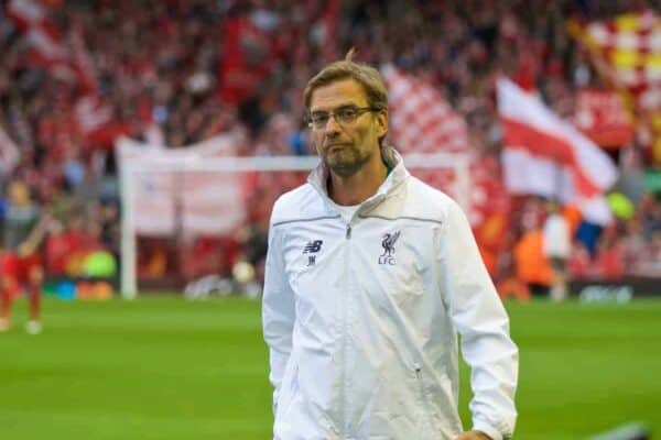 LIVERPOOL, ENGLAND - Thursday, May 5, 2016: Liverpool's manager Jürgen Klopp before the UEFA Europa League Semi-Final 2nd Leg match against Villarreal CF at Anfield. (Pic by David Rawcliffe/Propaganda)