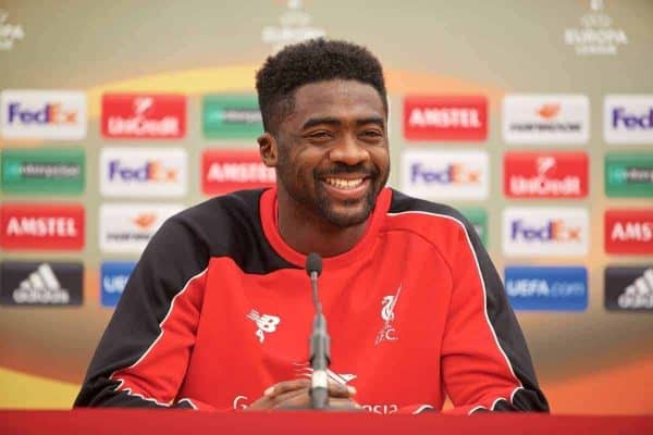 LIVERPOOL, ENGLAND - Friday, May 13, 2016: Liverpool's Kolo Toure during a press conference at Melwood Training Ground ahead of the UEFA Europa League Final against Seville FC. (Pic by David Rawcliffe/Propaganda)