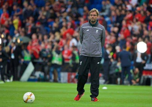 BASEL, SWITZERLAND - Wednesday, May 18, 2016: Liverpool's manager Jürgen Klopp before the UEFA Europa League Final against Sevilla at St. Jakob-Park. (Pic by David Rawcliffe/Propaganda)