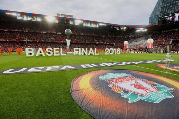 BASEL, SWITZERLAND - Wednesday, May 18, 2016: The opening ceremony before the UEFA Europa League Final between Liverpool and Sevilla at St. Jakob-Park. (Pic by David Rawcliffe/Propaganda)