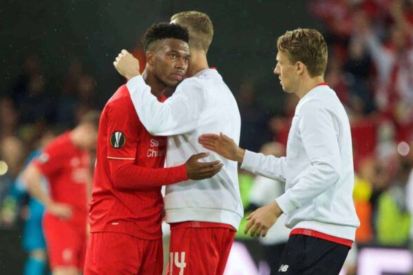 BASEL, SWITZERLAND - Wednesday, May 18, 2016: Liverpool's Daniel Sturridge looks dejected as Sevilla win 3-1 during the UEFA Europa League Final at St. Jakob-Park. (Pic by David Rawcliffe/Propaganda)