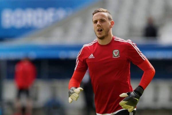 BORDEAUX, FRANCE - Saturday, June 11, 2016: Wales' goalkeeper Daniel Ward warms-up before the UEFA Euro 2016 Championship match against Slovakia at Stade de Bordeaux. (Pic by David Rawcliffe/Propaganda)