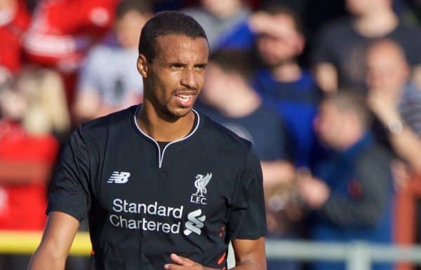 FLEETWOOD, ENGLAND - Wednesday, July 13, 2016: Liverpool's Joel Matip in action against Fleetwood Town during a friendly match at Highbury Stadium. (Pic by David Rawcliffe/Propaganda)