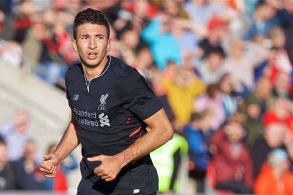 FLEETWOOD, ENGLAND - Wednesday, July 13, 2016: Liverpool's Marko Grujic in action against Fleetwood Town during a friendly match at Highbury Stadium. (Pic by David Rawcliffe/Propaganda)