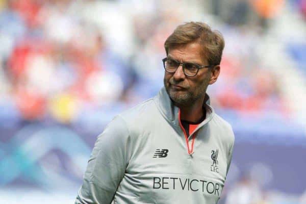 WIGAN, ENGLAND - Sunday, July 17, 2016: Liverpool's manager Jürgen Klopp before a pre-season friendly match against Wigan Athletic at the DW Stadium. (Pic by David Rawcliffe/Propaganda)