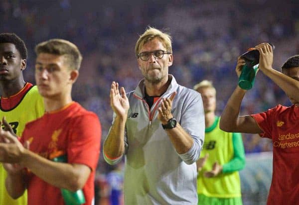 PASADENA, USA - Wednesday, July 27, 2016: Liverpool's manager Jürgen Klopp after the 1-0 defeat to Chelsea during the International Champions Cup 2016 game on day seven of the club's USA Pre-season Tour at the Rose Bowl. (Pic by David Rawcliffe/Propaganda)