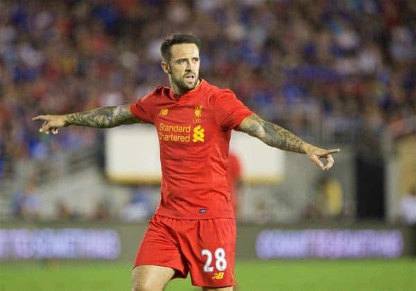 PASADENA, USA - Wednesday, July 27, 2016: Liverpool's Danny Ings in action against Chelsea during the International Champions Cup 2016 game on day seven of the club's USA Pre-season Tour at the Rose Bowl. (Pic by David Rawcliffe/Propaganda)