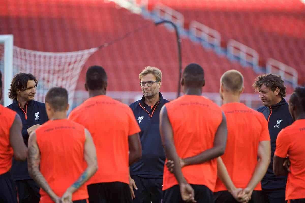SANTA CLARA, USA - Friday, July 29, 2016: Liverpool's manager Jürgen Klopp during a training session ahead of the International Champions Cup 2016 game against AC Milan on day nine of the club's USA Pre-season Tour at the Levi's Stadium. (Pic by David Rawcliffe/Propaganda)
