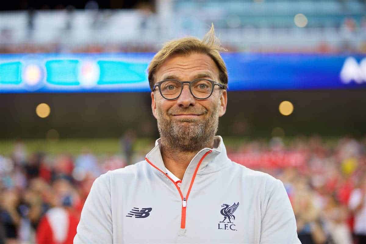 SANTA CLARA, USA - Saturday, July 30, 2016: Liverpool's manager Jürgen Klopp before the International Champions Cup 2016 game against AC Milan on day ten of the club's USA Pre-season Tour at the Levi's Stadium. (Pic by David Rawcliffe/Propaganda)