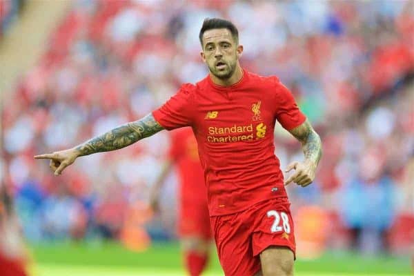 LONDON, ENGLAND - Saturday, August 6, 2016: Liverpool's Danny Ings in action against Barcelona during the International Champions Cup match at Wembley Stadium. (Pic by David Rawcliffe/Propaganda)