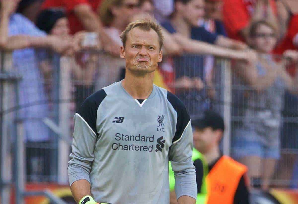 MAINZ, GERMANY - Sunday, August 7, 2016: Liverpool's goalkeeper Alex Manninger in action against FSV Mainz 05 during a pre-season friendly match at the Opel Arena. (Pic by David Rawcliffe/Propaganda)