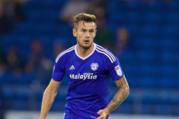 CARDIFF, WALES - Wednesday, August 17, 2016: Cardiff City's Joe Ralls in action against Blackburn Rovers during the Football League Championship match at Cardiff City Stadium. (Pic by David Rawcliffe/Propaganda)