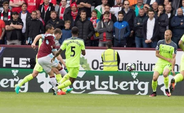 BURNLEY, ENGLAND - Saturday, August 20, 2016: Sam Volkes scores for Burnley during the FA Premier League match at Turf Moore. (Pic by Gavin Trafford/Propaganda)