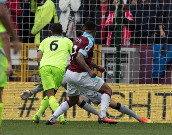 BURNLEY, ENGLAND - Saturday, August 20, 2016: Andre Gray scores for Burnley during the FA Premier League match at Turf Moore. (Pic by Gavin Trafford/Propaganda)