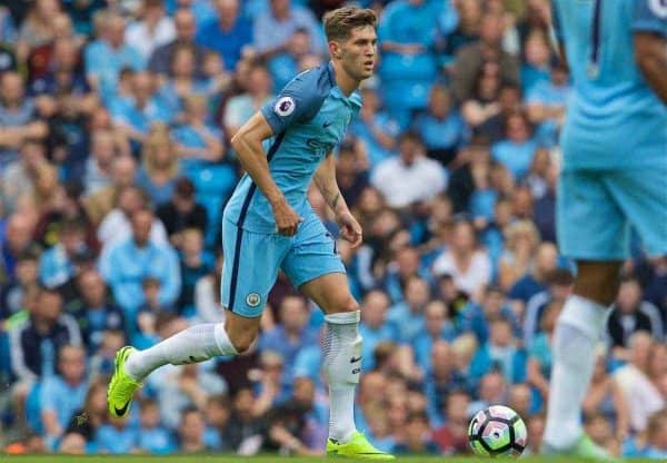 LONDON, ENGLAND - Sunday, August 28, 2016: Manchester City's John Stones in action against West Ham United during the FA Premier League match at the City of Manchester Stadium Lane. (Pic by David Rawcliffe/Propaganda)