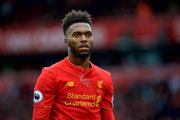 LIVERPOOL, ENGLAND - Saturday, September 24, 2016: Liverpool's Daniel Sturridge in action against Hull City during the FA Premier League match at Anfield. (Pic by David Rawcliffe/Propaganda)