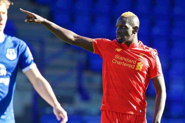 BIRKENHEAD, ENGLAND - Sunday, October 23, 2016: Liverpool's Mamadou Sakho in action against Everton during the Mini-Derby FA Premier League 2 Under-23 match at Prenton Park. (Pic by David Rawcliffe/Propaganda)