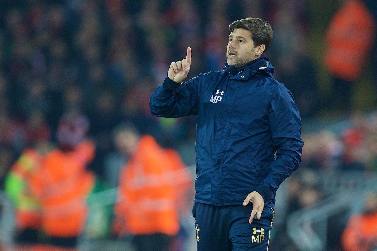 LIVERPOOL, ENGLAND - Tuesday, October 25, 2016: Tottenham Hotspur's manager Mauricio Pochettino during the Football League Cup 4th Round match against Liverpool at Anfield. (Pic by David Rawcliffe/Propaganda)