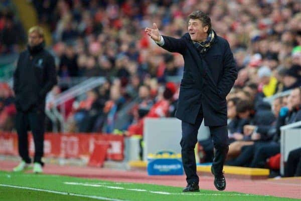 LIVERPOOL, ENGLAND - Sunday, November 6, 2016: Watford's head coach Walter Mazzarri during the FA Premier League match against Liverpool at Anfield. (Pic by David Rawcliffe/Propaganda)