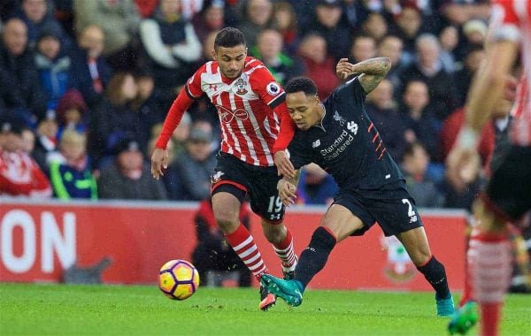 SOUTHAMPTON, ENGLAND - Saturday, November 19, 2016: Liverpool's Nathaniel Clyne in action against Southampton during the FA Premier League match at St. Mary's Stadium. (Pic by David Rawcliffe/Propaganda)