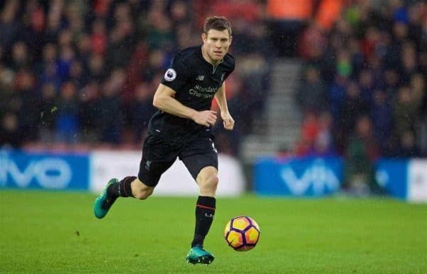 SOUTHAMPTON, ENGLAND - Saturday, November 19, 2016: Liverpool's James Milner in action against Southampton during the FA Premier League match at St. Mary's Stadium. (Pic by David Rawcliffe/Propaganda)