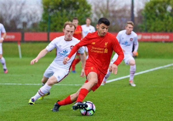 KIRKBY, ENGLAND - Wednesday, December 7, 2016: Liverpool's Paulo Alves in action against FC Nürnberg during an Under-23 friendly match at the Kirkby Academy. (Pic by David Rawcliffe/Propaganda)