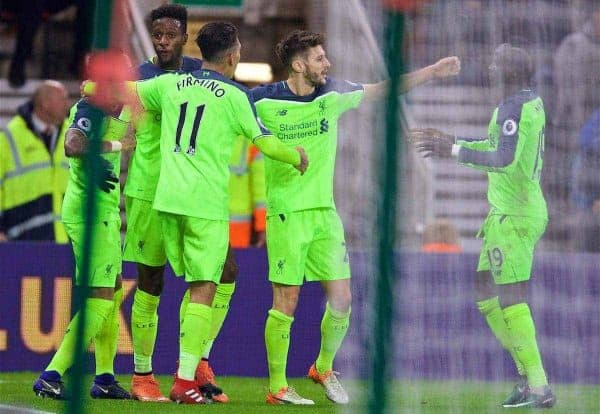 MIDDLESBROUGH, ENGLAND - Wednesday, December 14, 2016: Liverpool's Divock Origi celebrates scoring the second goal against Middlesbrough during the FA Premier League match at the Riverside Stadium. (Pic by David Rawcliffe/Propaganda)