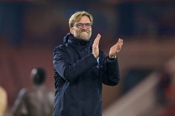 MIDDLESBROUGH, ENGLAND - Wednesday, December 14, 2016: Liverpool's manager Jürgen Klopp celebrates the 3-1 victory over Middlesbrough during the FA Premier League match at the Riverside Stadium. (Pic by David Rawcliffe/Propaganda)