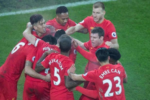 LIVERPOOL, ENGLAND - Monday, December 19, 2016: A Liverpool's Sadio Mane celebrates scoring a late winning goal against Everton during the FA Premier League match against Liverpool, the 227th Merseyside Derby, at Goodison Park. (Pic by Gavin Trafford/Propaganda)