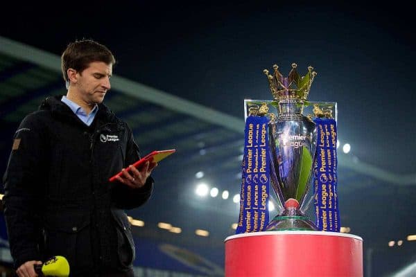 LIVERPOOL, ENGLAND - Monday, December 19, 2016: The Premier League trophy on display before the FA Premier League match between Everton and Liverpool, the 227th Merseyside Derby, at Goodison Park. (Pic by David Rawcliffe/Propaganda)