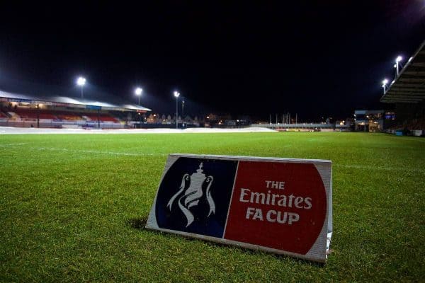 NEWPORT, WALES - Wednesday, December 21, 2016: Staff remove a large inflated rain cover from the Rodney Parade pitch ahead of the FA Cup 2nd Round Replay between Newport County AFC and Plymouth Argyle. (Pic by David Rawcliffe/Propaganda)