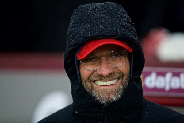 LIVERPOOL, ENGLAND - Saturday, December 30, 2017: Liverpool's manager Jürgen Klopp before the FA Premier League match between Liverpool and Leicester City at Anfield. (Pic by David Rawcliffe/Propaganda)