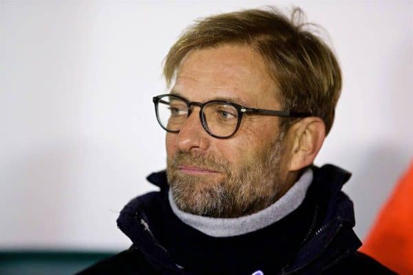 PLYMOUTH, ENGLAND - Wednesday, January 18, 2017: Liverpool's manager Jürgen Klopp before the FA Cup 3rd Round Replay match against Plymouth Argyle at Home Park. (Pic by David Rawcliffe/Propaganda)