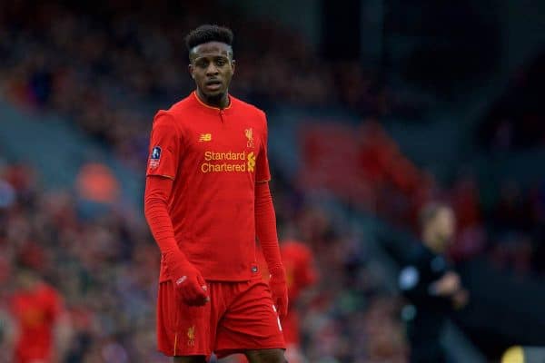 LIVERPOOL, ENGLAND - Saturday, January 28, 2017: Liverpool's Divock Origi in action against Wolverhampton Wanderers during the FA Cup 4th Round match at Anfield. (Pic by David Rawcliffe/Propaganda)